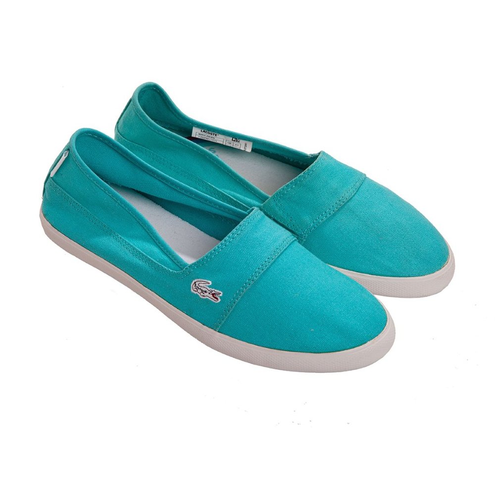 Lacoste Women Cyan Marice Jaw SPW Canvas Sneakers Alligator Ortholite